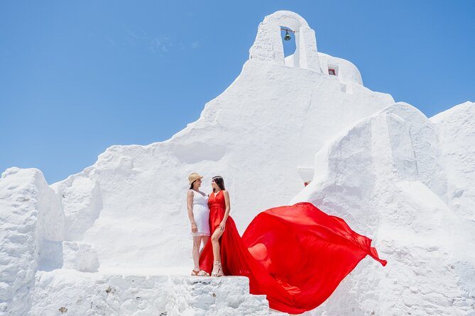 Mykonos Flying Dress Photoshoot - Where you’ll shoot: Windmills, churches, and the center of Mykonos Town
