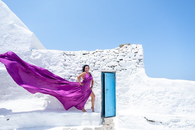 Mykonos Flying Dress Photoshoot - Timing, weather, and the wind you can’t dodge