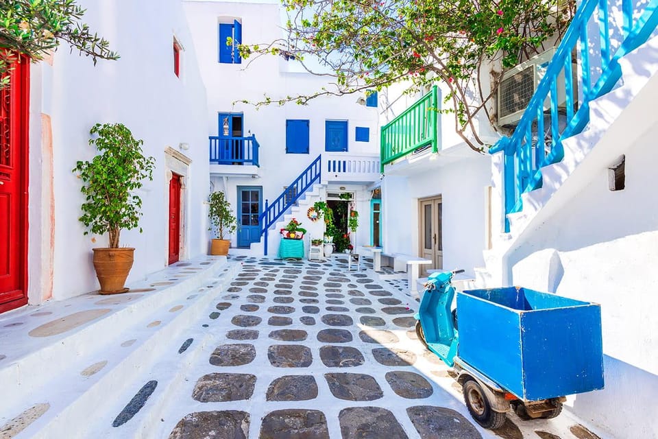 Mykonos: Private Tour Island With A Local - The final viewpoint: mills, old port, and that last-photo glow