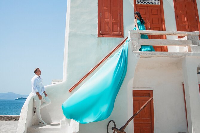 Private Flying Dress Photoshoot in Mikonos - Dressing Room Comfort and How the Flying Dress Setup Works